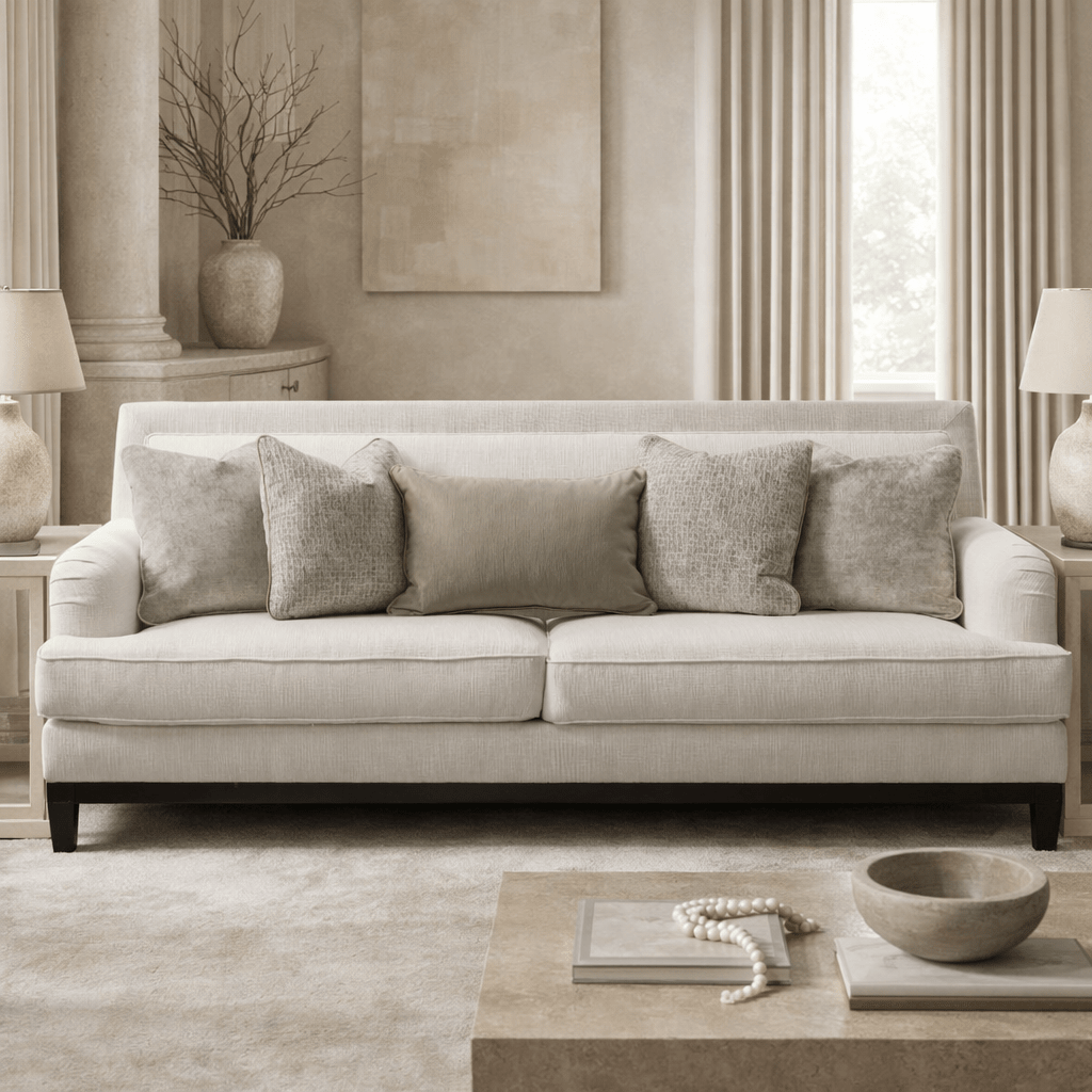 Romanian Key Beige 4 Seater Sofa