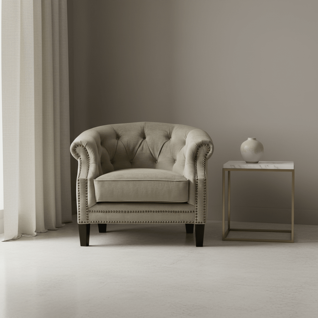 Romanian Key Beige Accent Chair