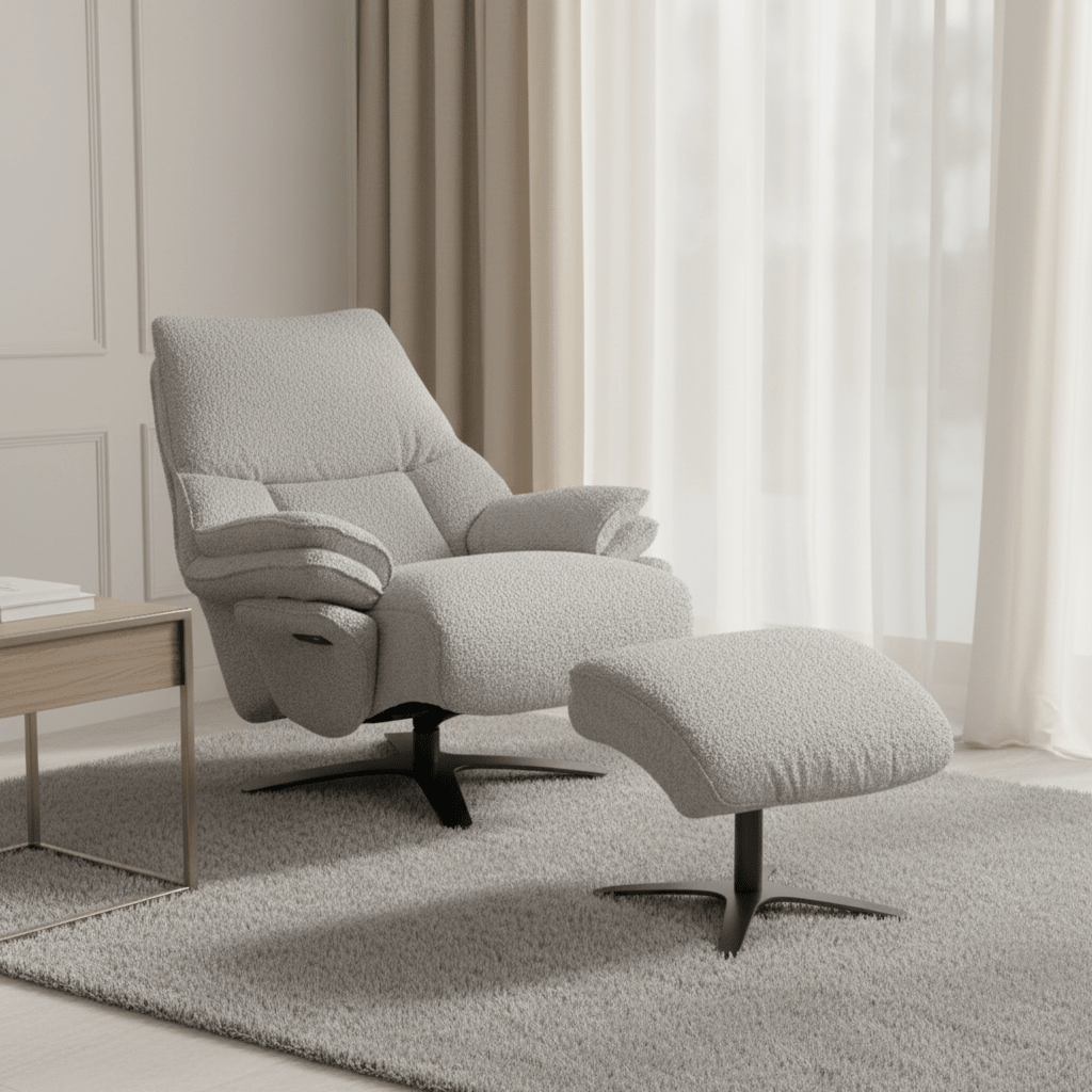Roots Comfort Grey Power Recliner w/Ottoman
