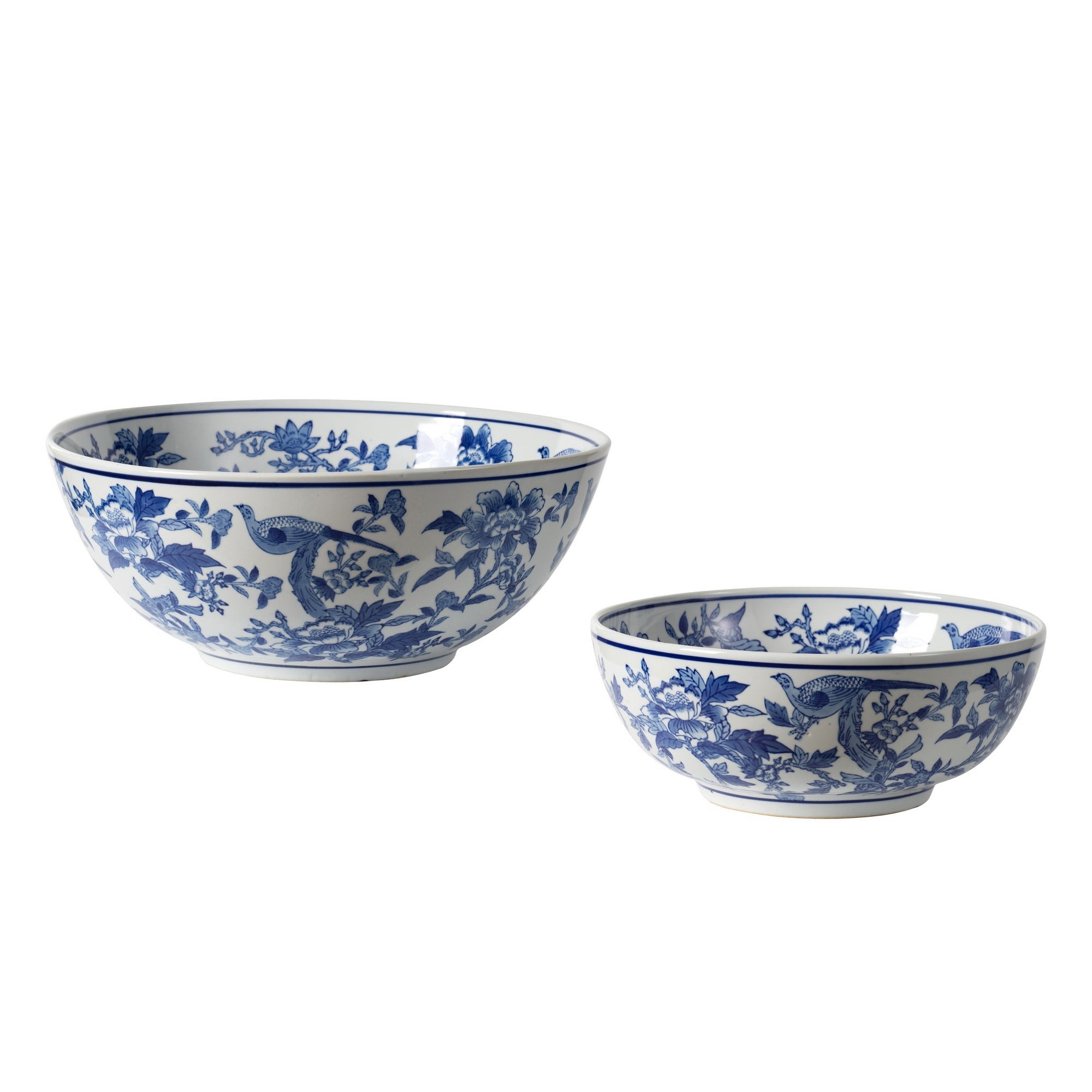 S/2 Blue and White Decorative Ceramic Bowls