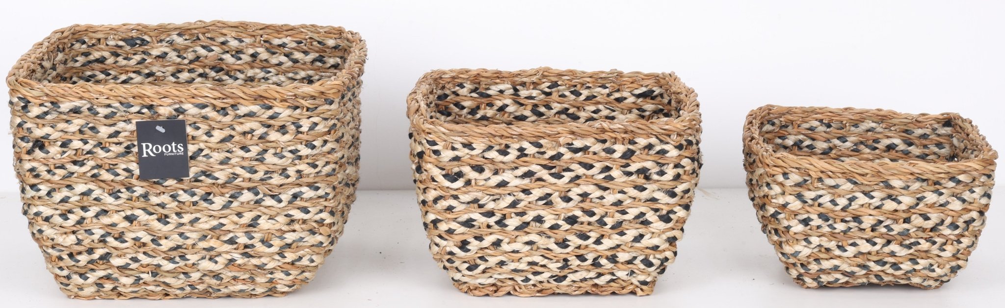 SEAGRASS / JUTE SQUARE TAPER BASKET - SET OF 3
