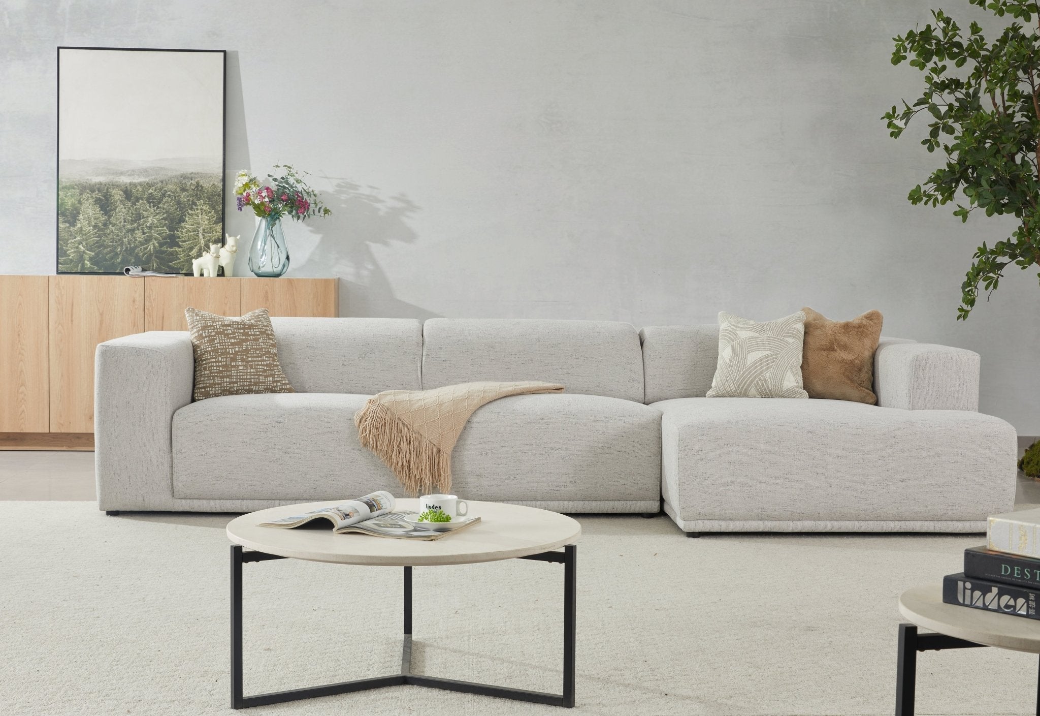 Serene light gray Right Chaise (118CM)