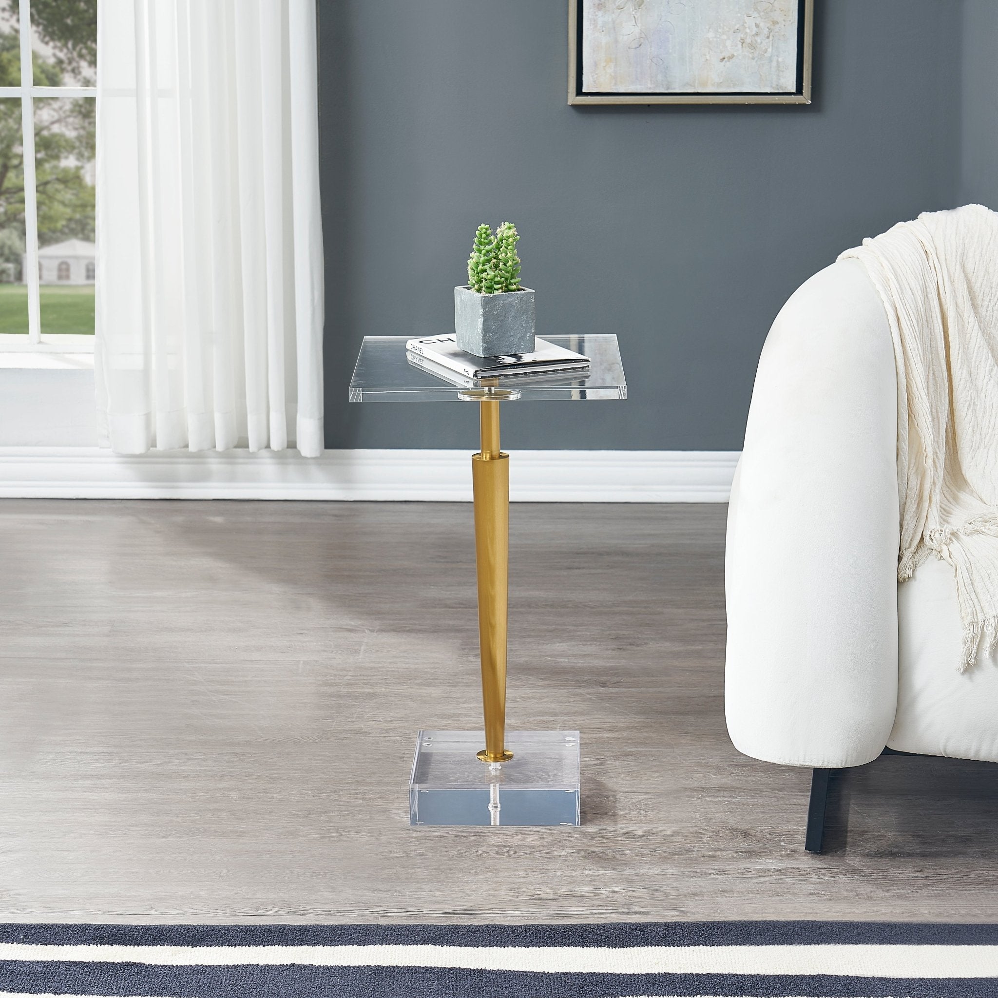 Silver Accent table Acrylic Top