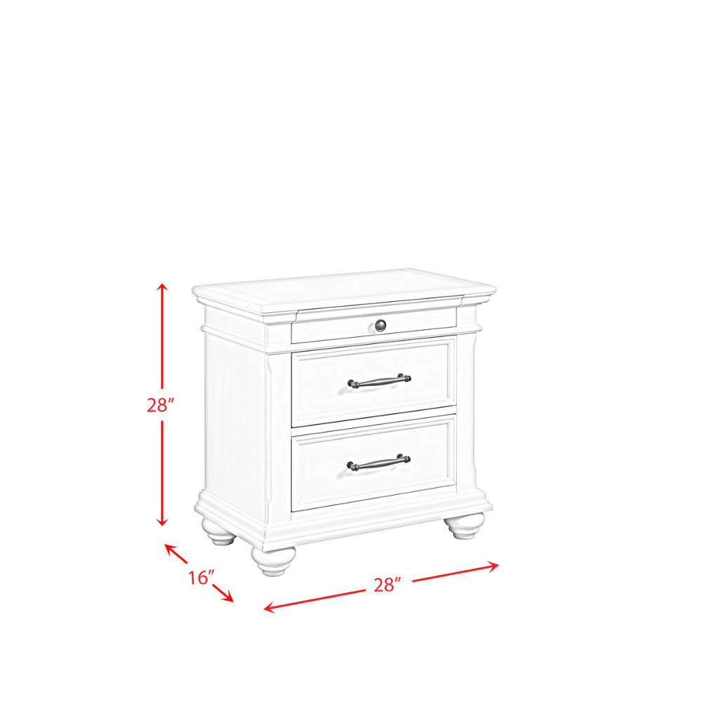 Slater Creamy White Nightstand W/Usb