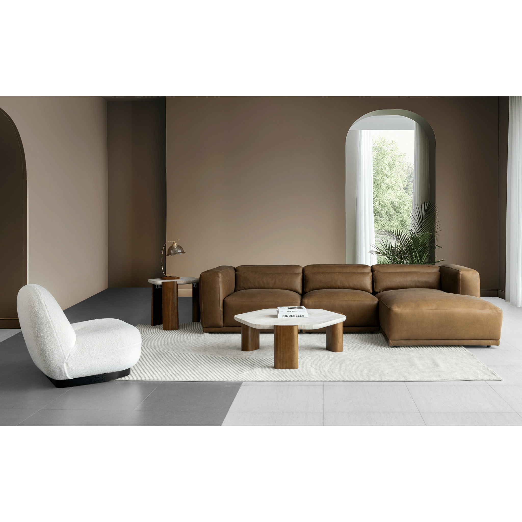 Sleek Serenity Caramel Left Arm Facing Chair