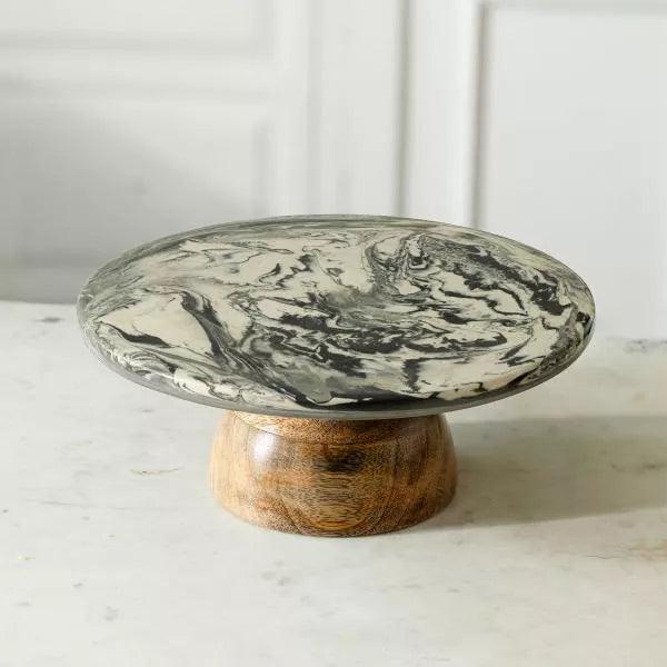 Carbon Ceramic and Wooden Cake Stand
