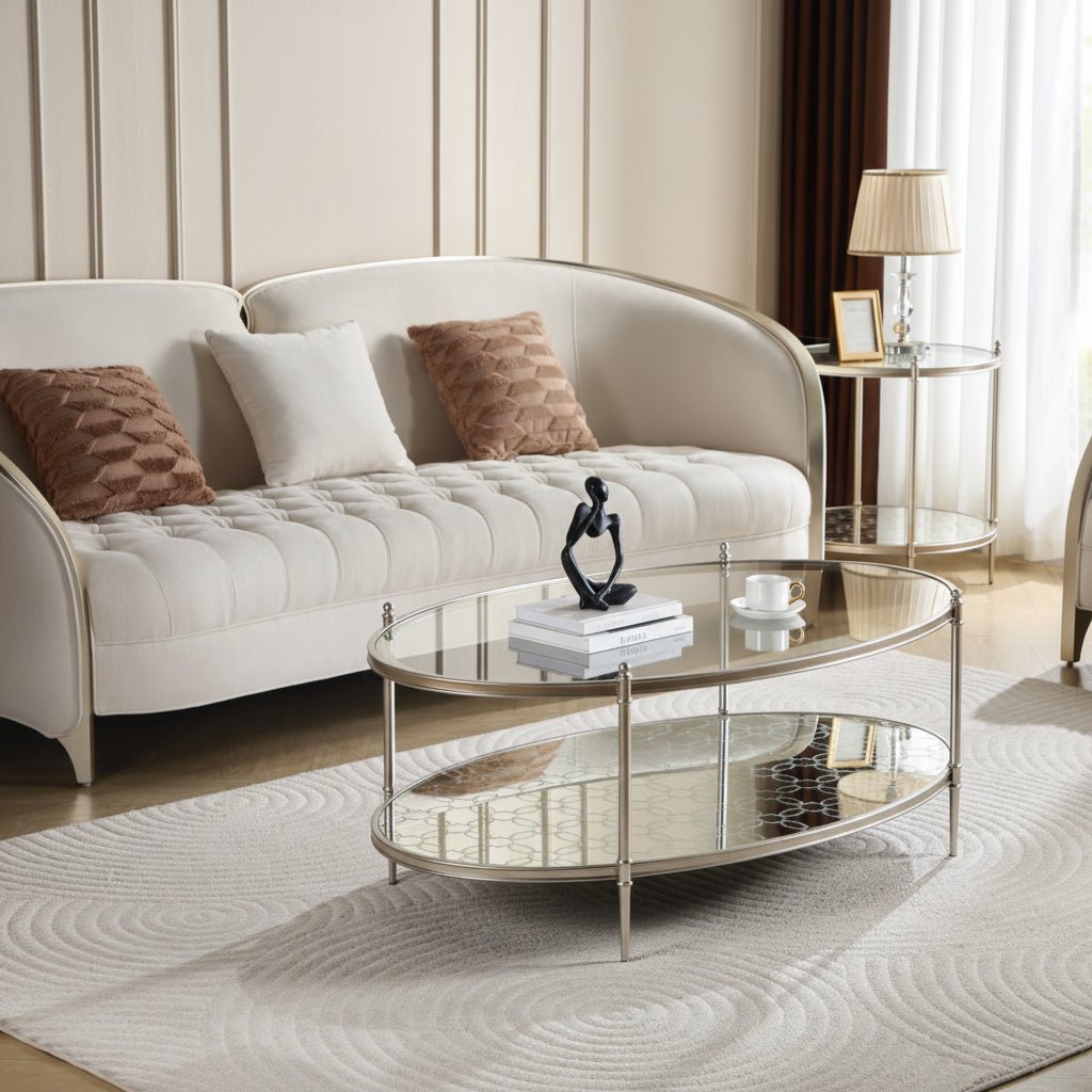 The Silver Vista Oval Cocktail Table