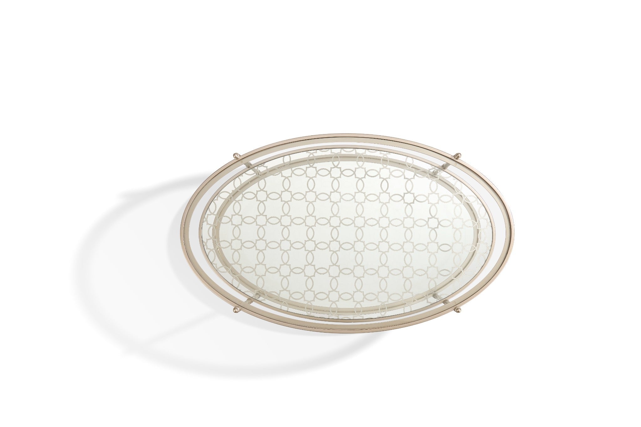 The Silver Vista Oval Cocktail Table