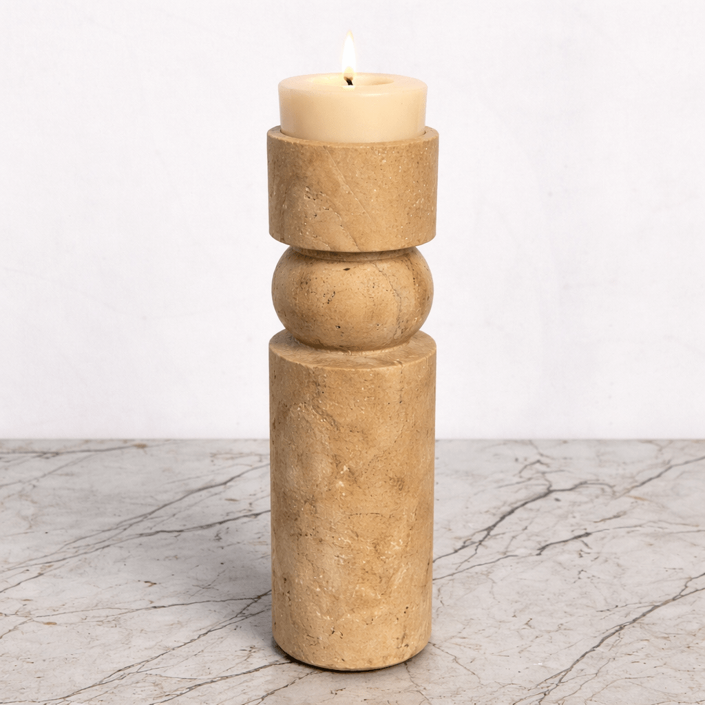 Travertine Candle Holder Small