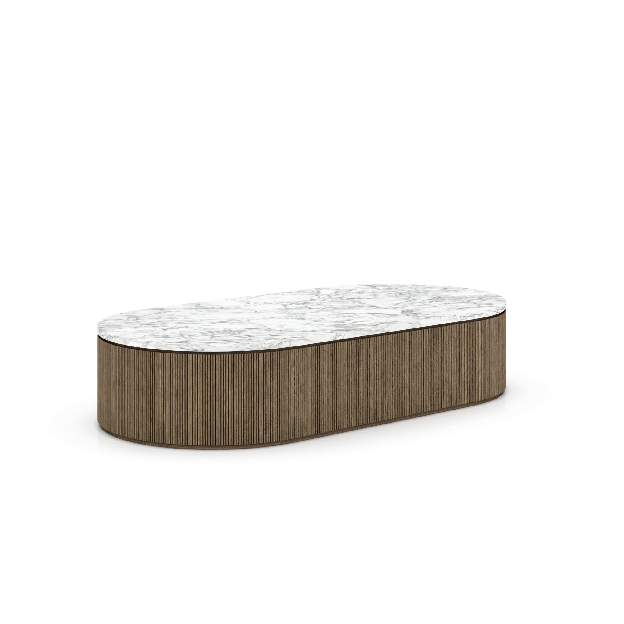 Travertine Top Natural Oak Coffee Table