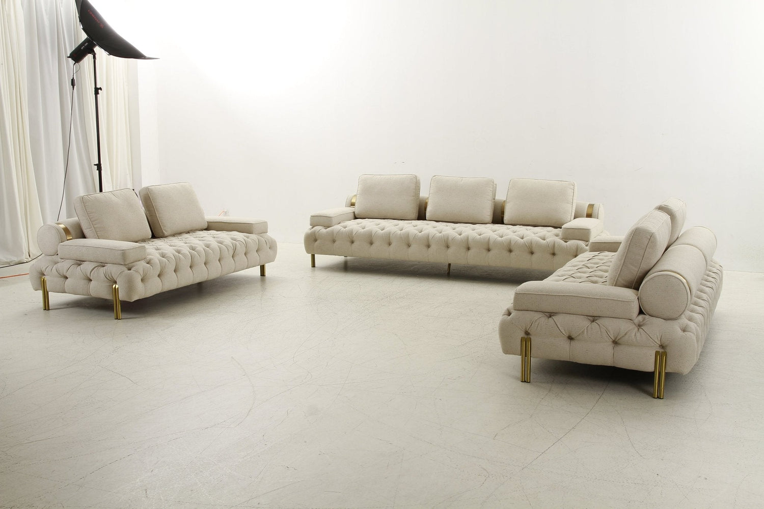 Tufting Beige 2 Seater Loveseat