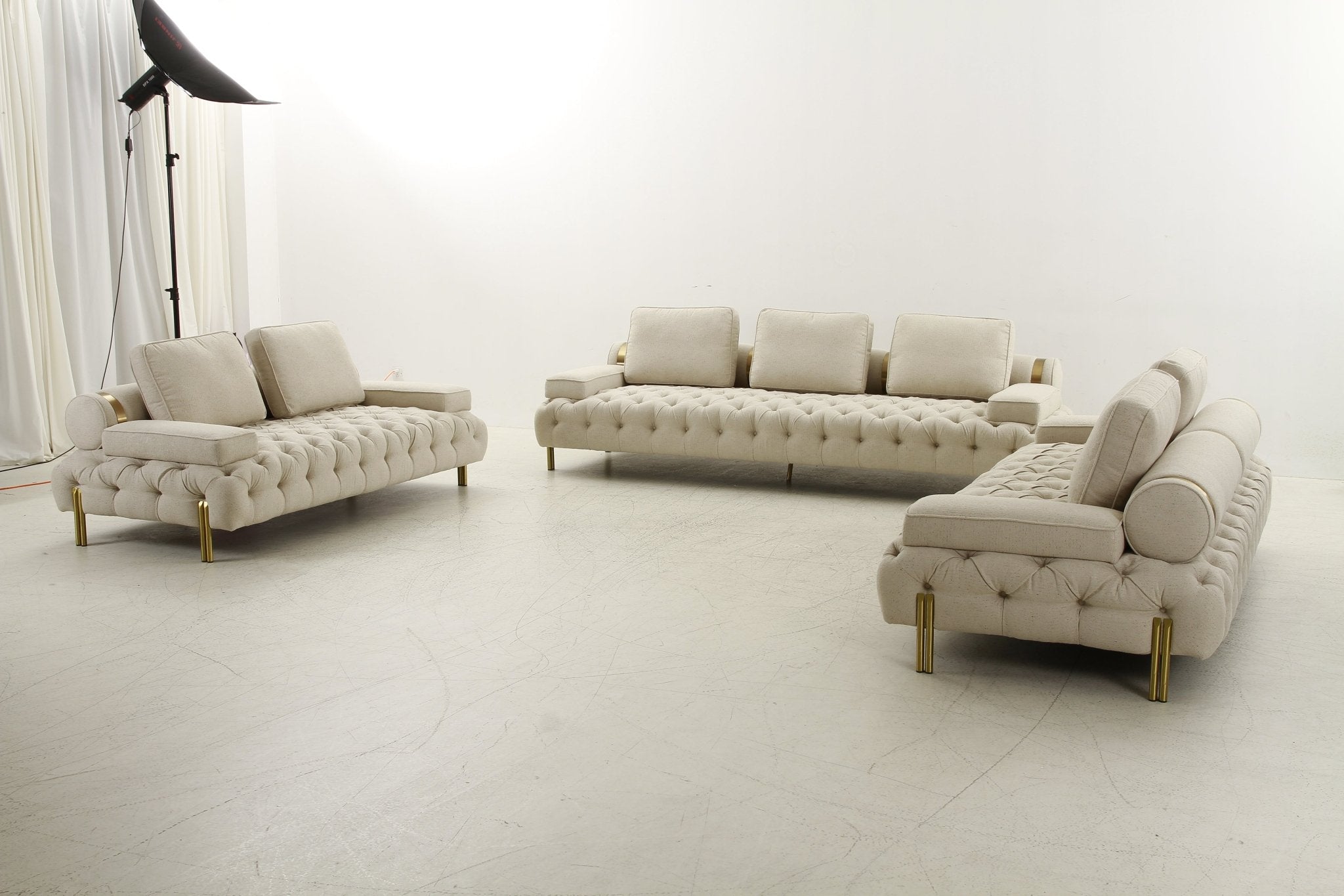 Tufting Beige 2 Seater Loveseat
