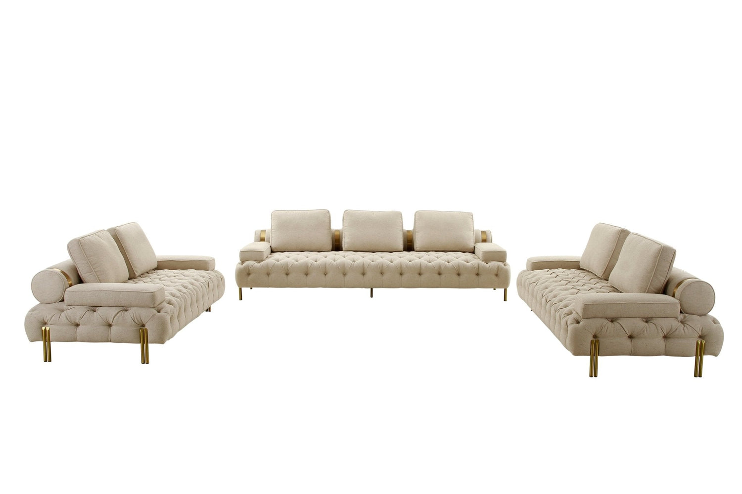 Tufting Beige 2 Seater Loveseat