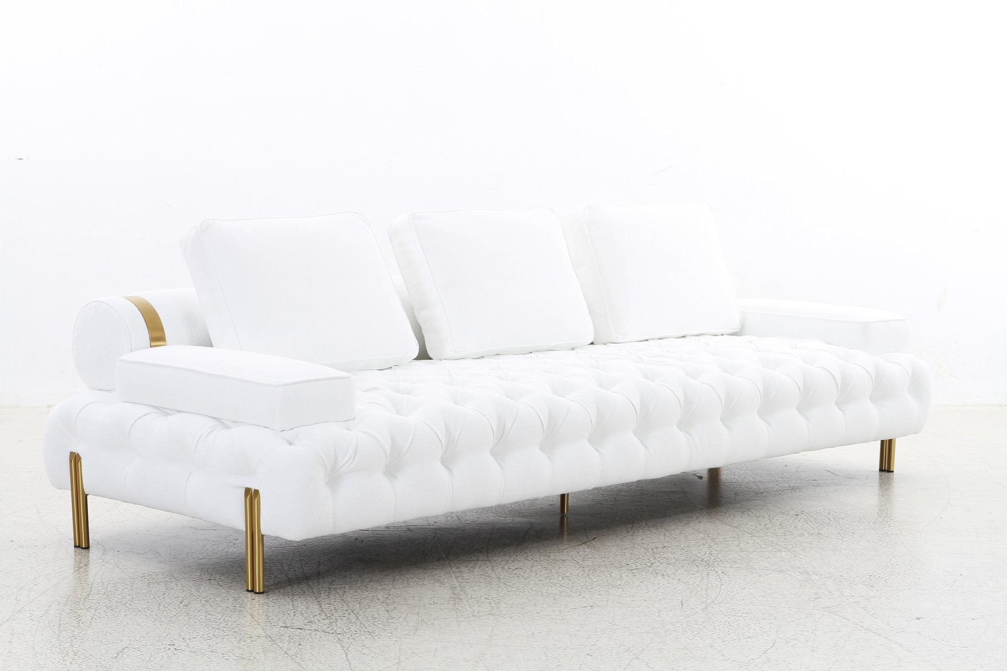 Tufting White 4 Seater Sofa