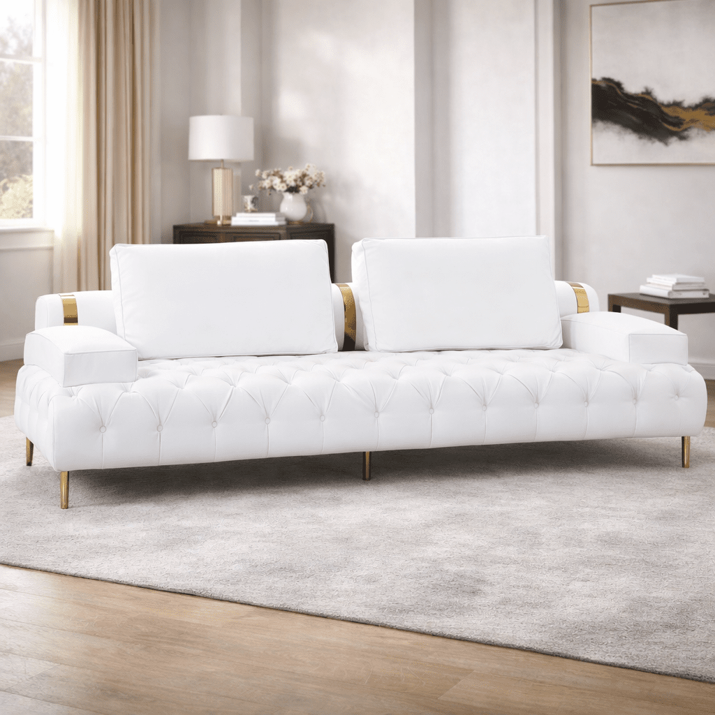 Tufting White Loveseat