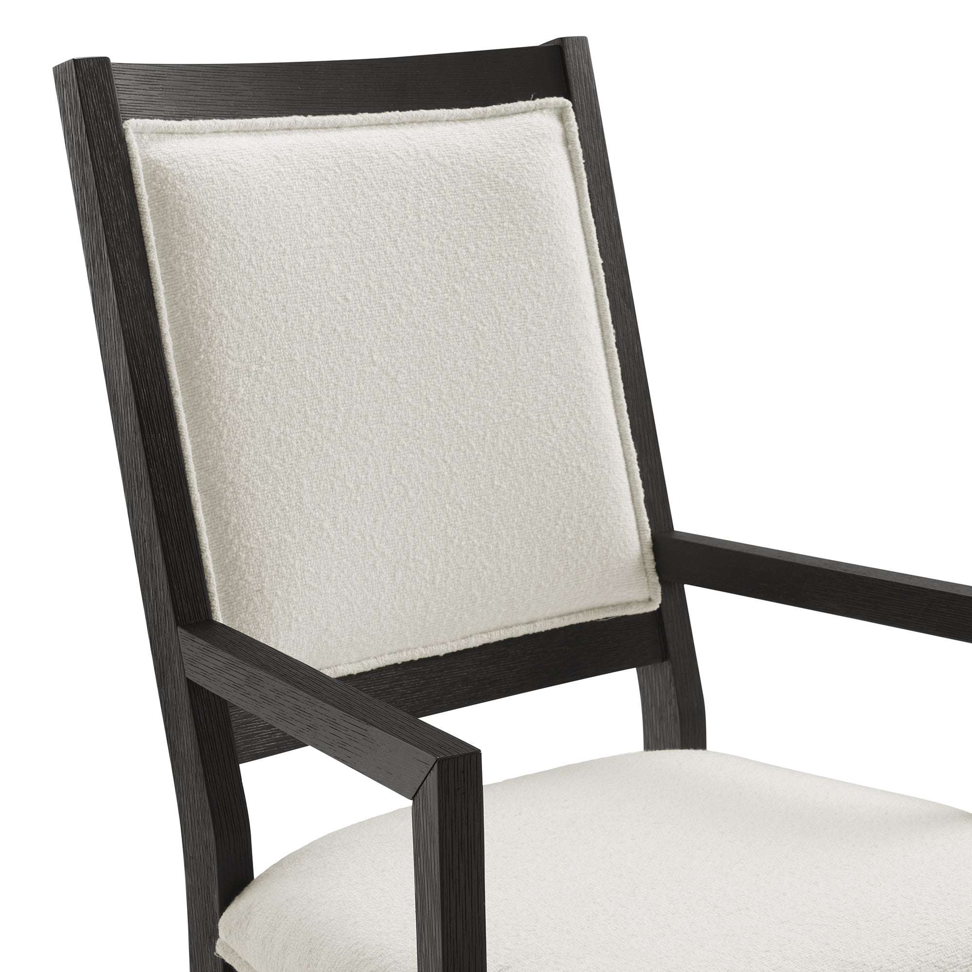 Versailles Contemporary Arm Chair with Boucle White Fabric in Black (2 Per Carton)