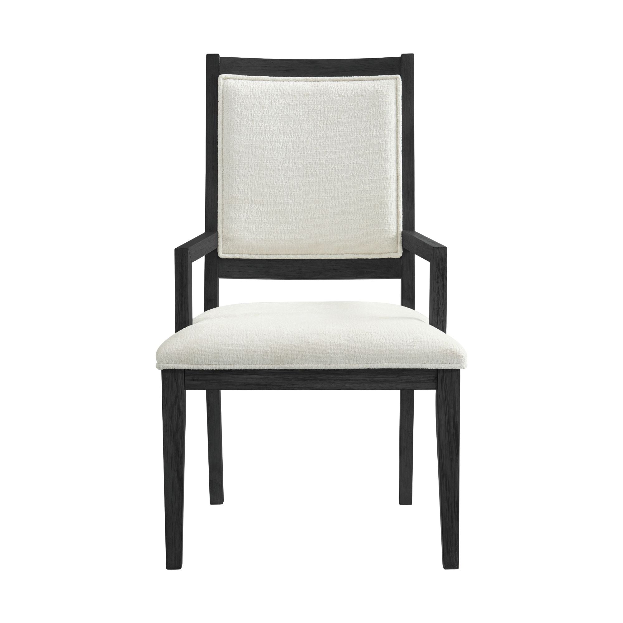Versailles Contemporary Arm Chair with Boucle White Fabric in Black (2 Per Carton)