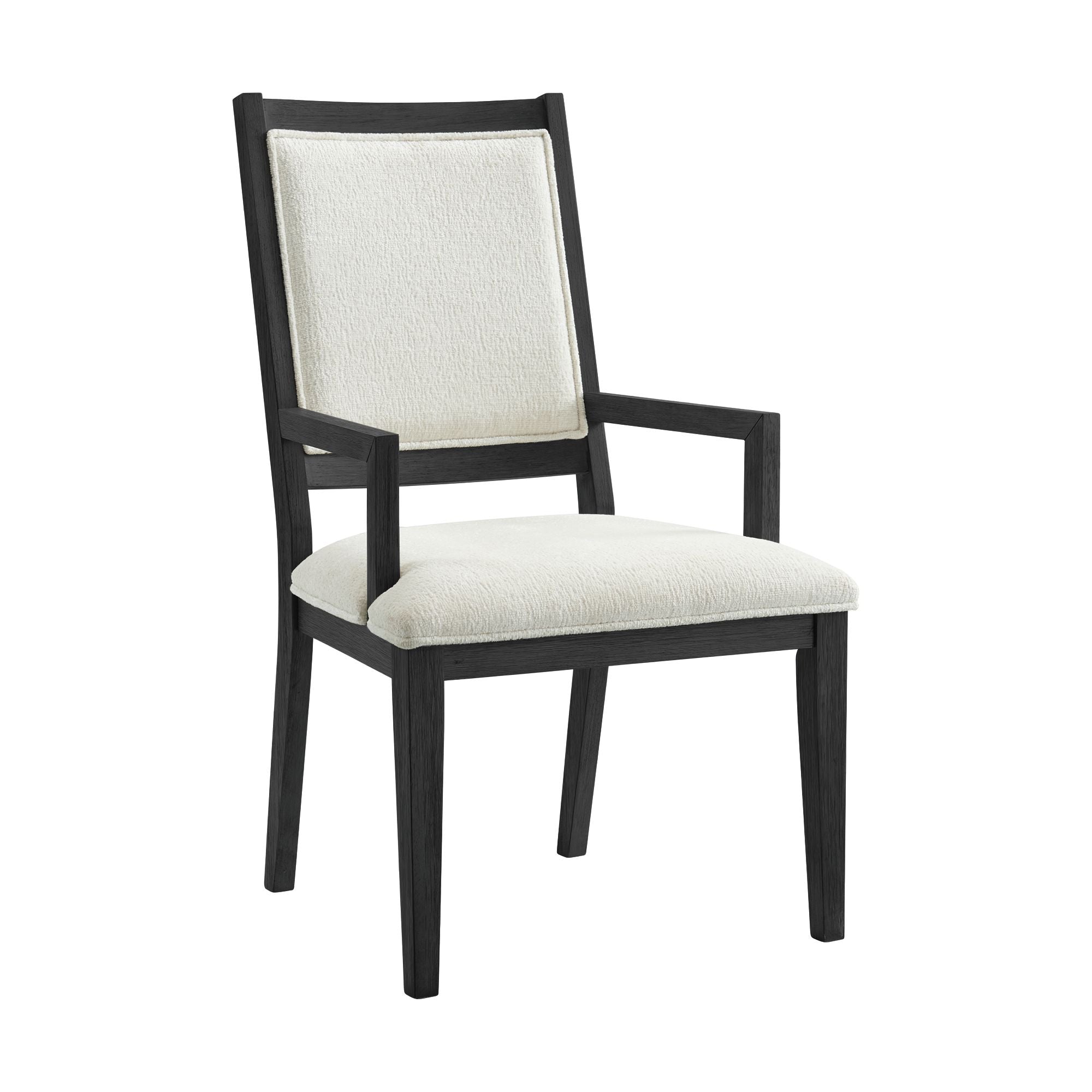 Versailles Contemporary Arm Chair with Boucle White Fabric in Black (2 Per Carton)