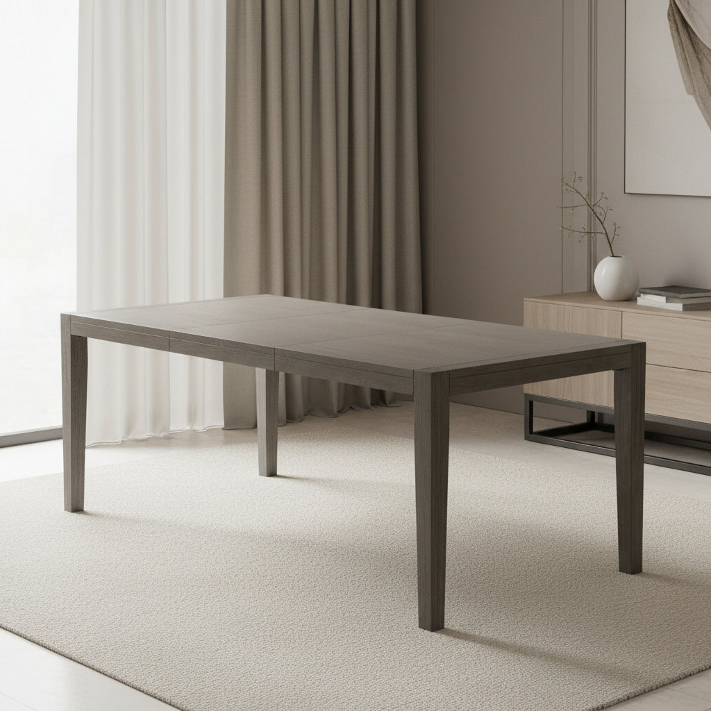 Versailles Contemporary Rectangular Dining Table With 1x24 leaf in Grey