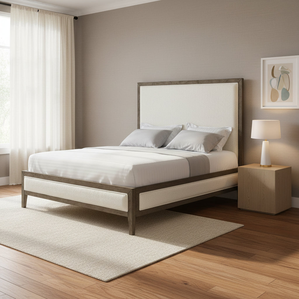 Versailles Contemporary White Bouclé Bed