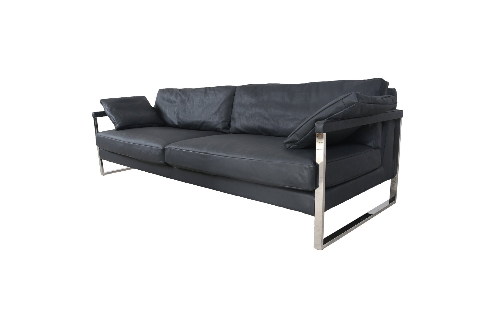 Winter Black Leather Sofa
