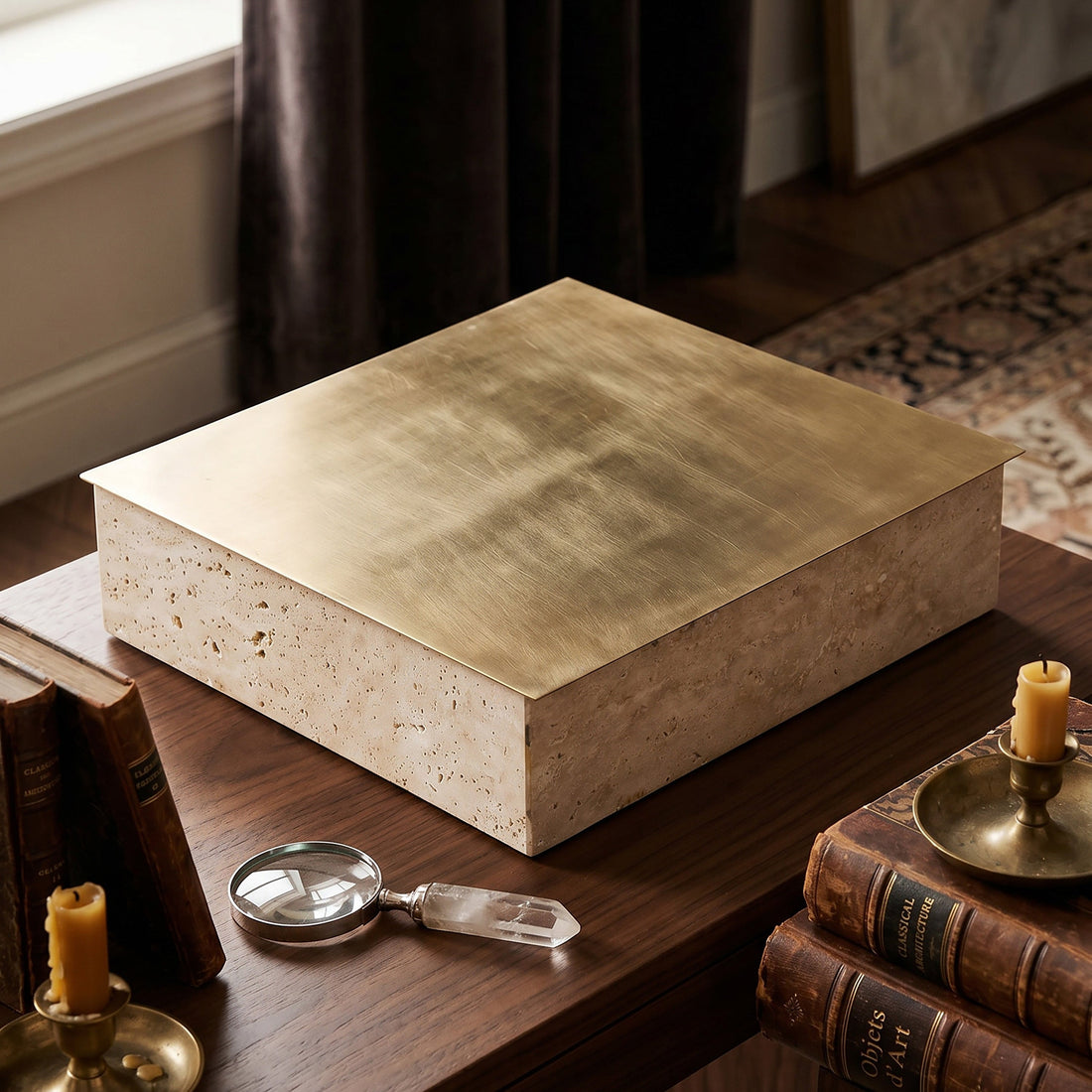 Asas SQ Metal dish with marble base
