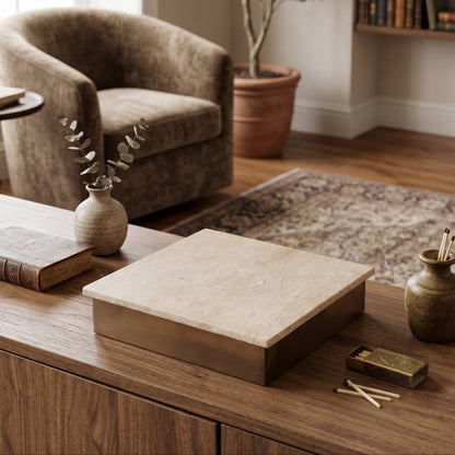 Asas SQ marble dish with metal base