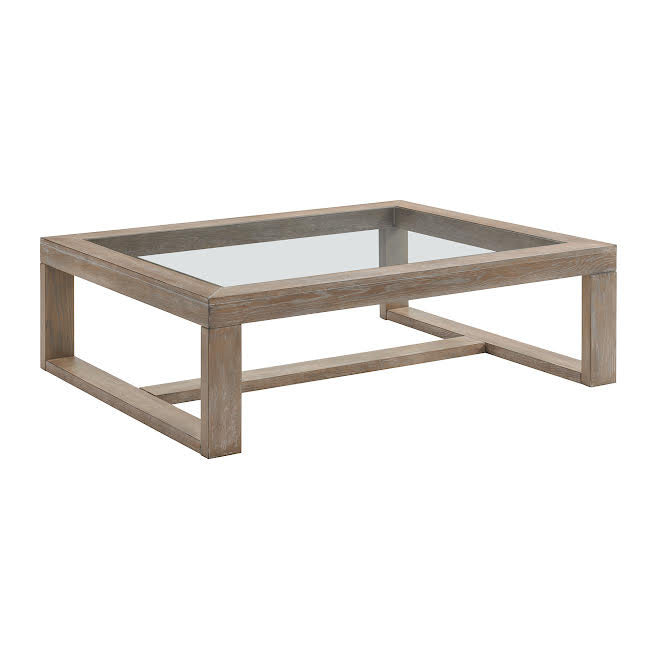 Glass Top Weatherd Gray Coffee Table