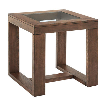 Glass Top Dark Brown Side Table