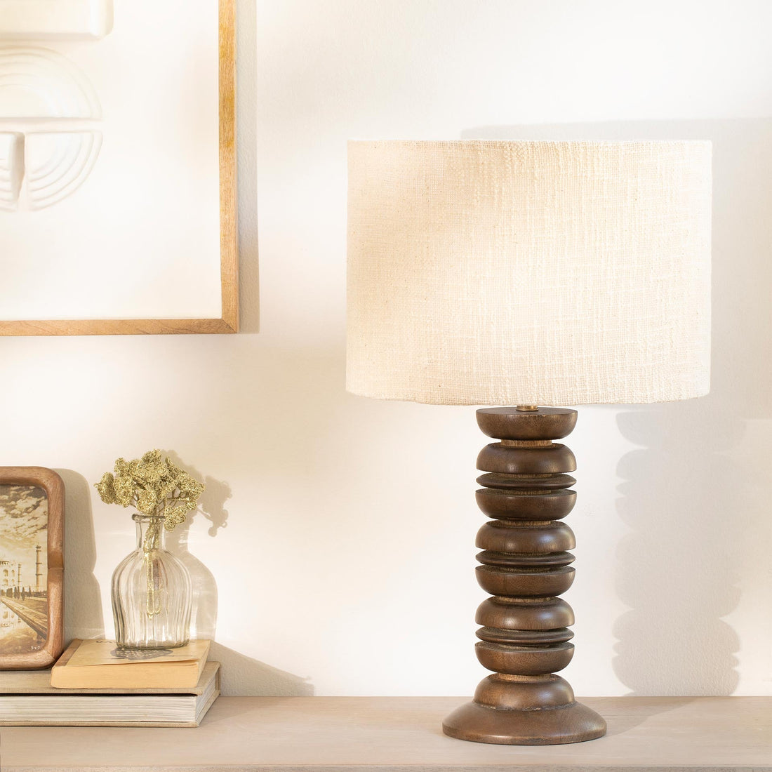 Wooden Lamp W/Shade 1004WLN