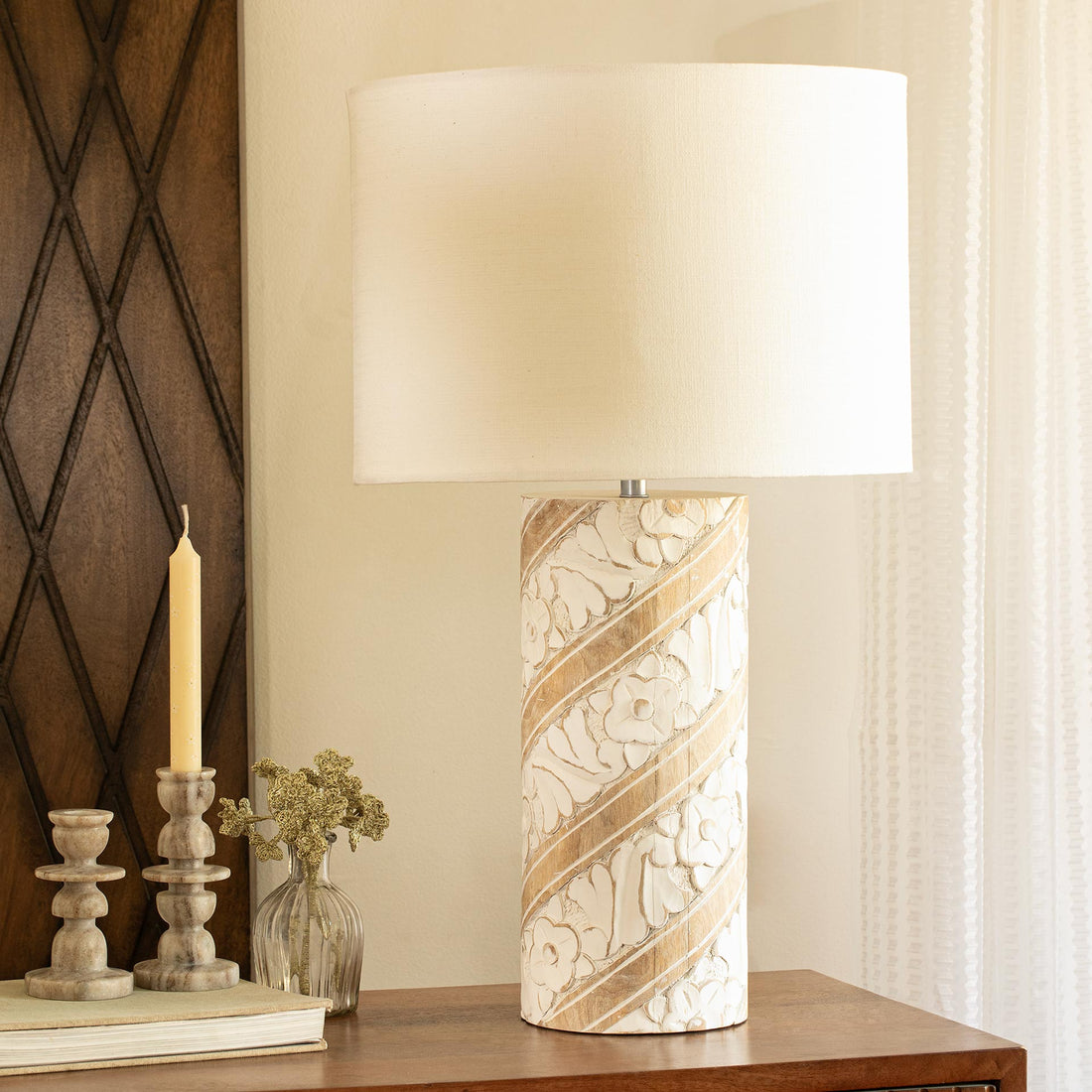 Wooden Lamp W/Shade 1012SLM