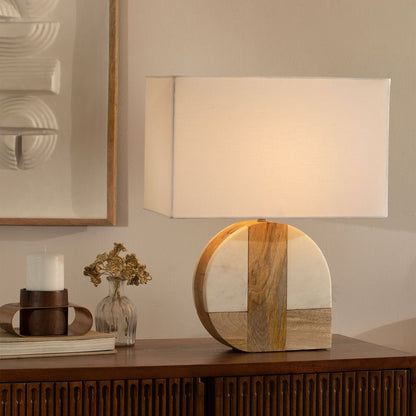 Wood / Marble Lamp W/Shade 1015SLN