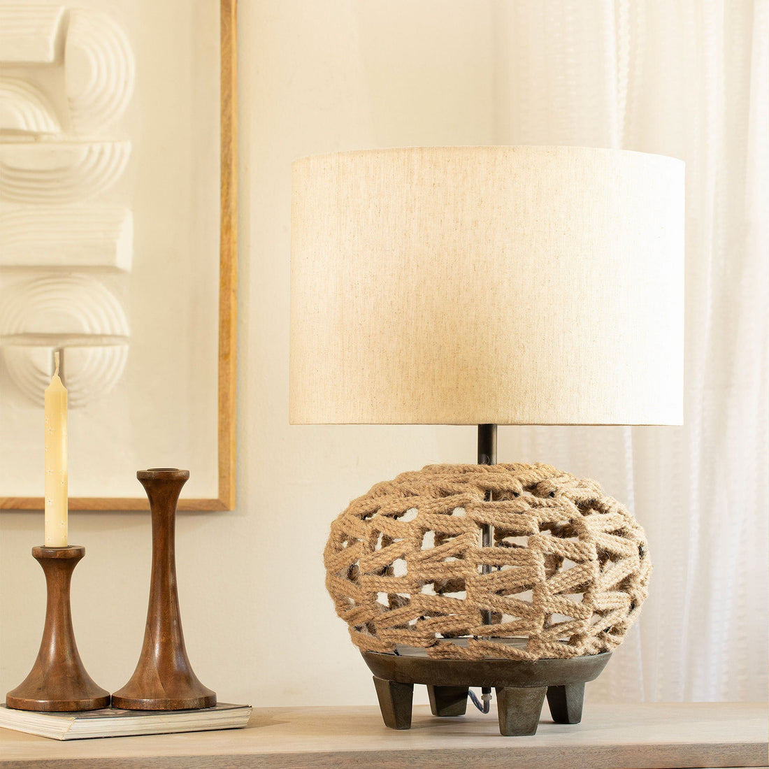 Jute Lamp W/Shade