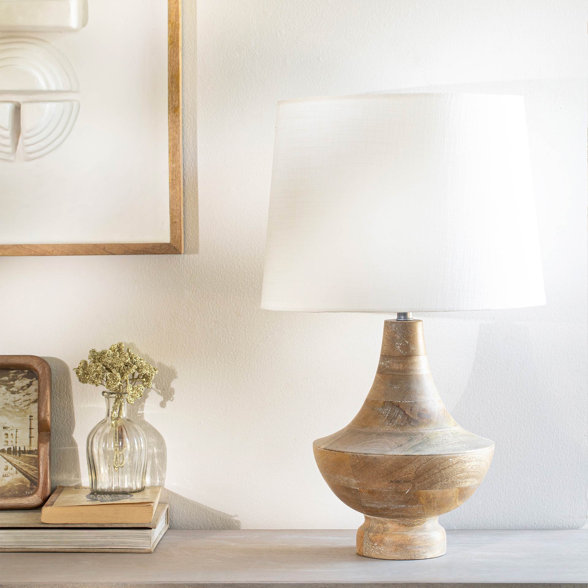 Wooden Lamp W/Shade 1028TLM
