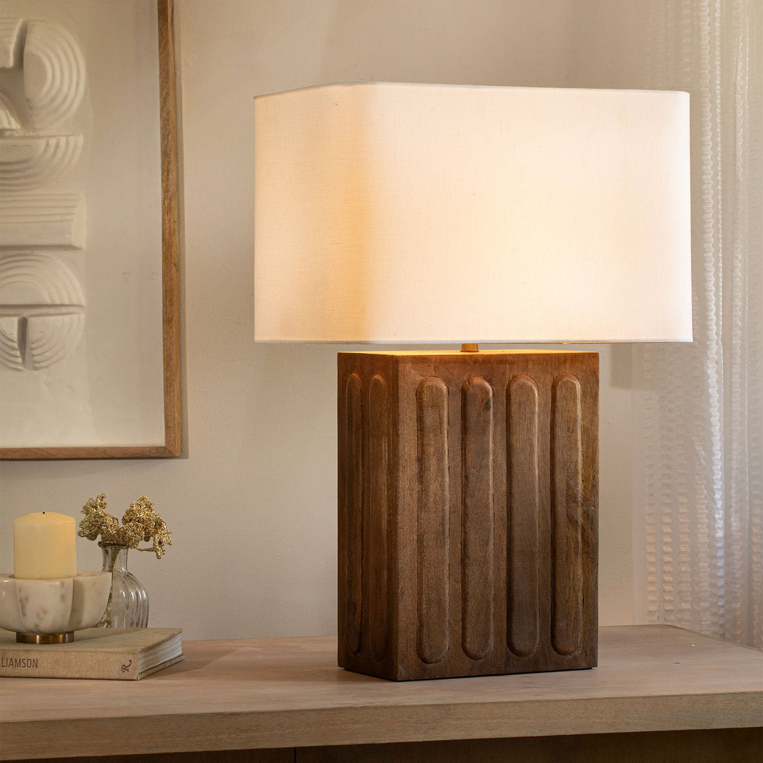 Wooden Lamp W/Shade 1034WLN