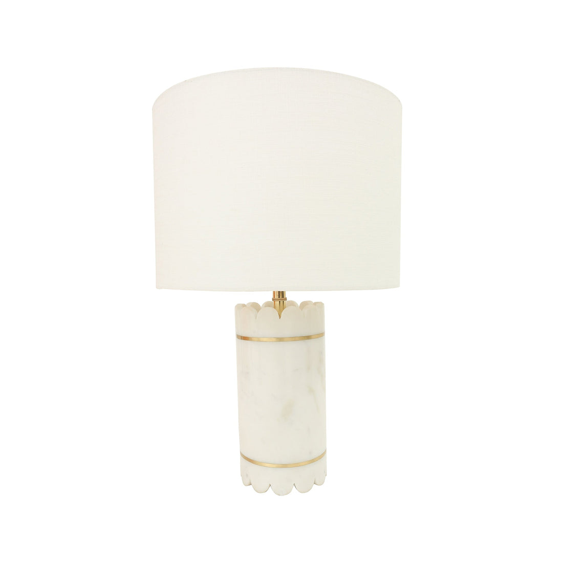 Marble Lamp Brass Inlay W/Shade