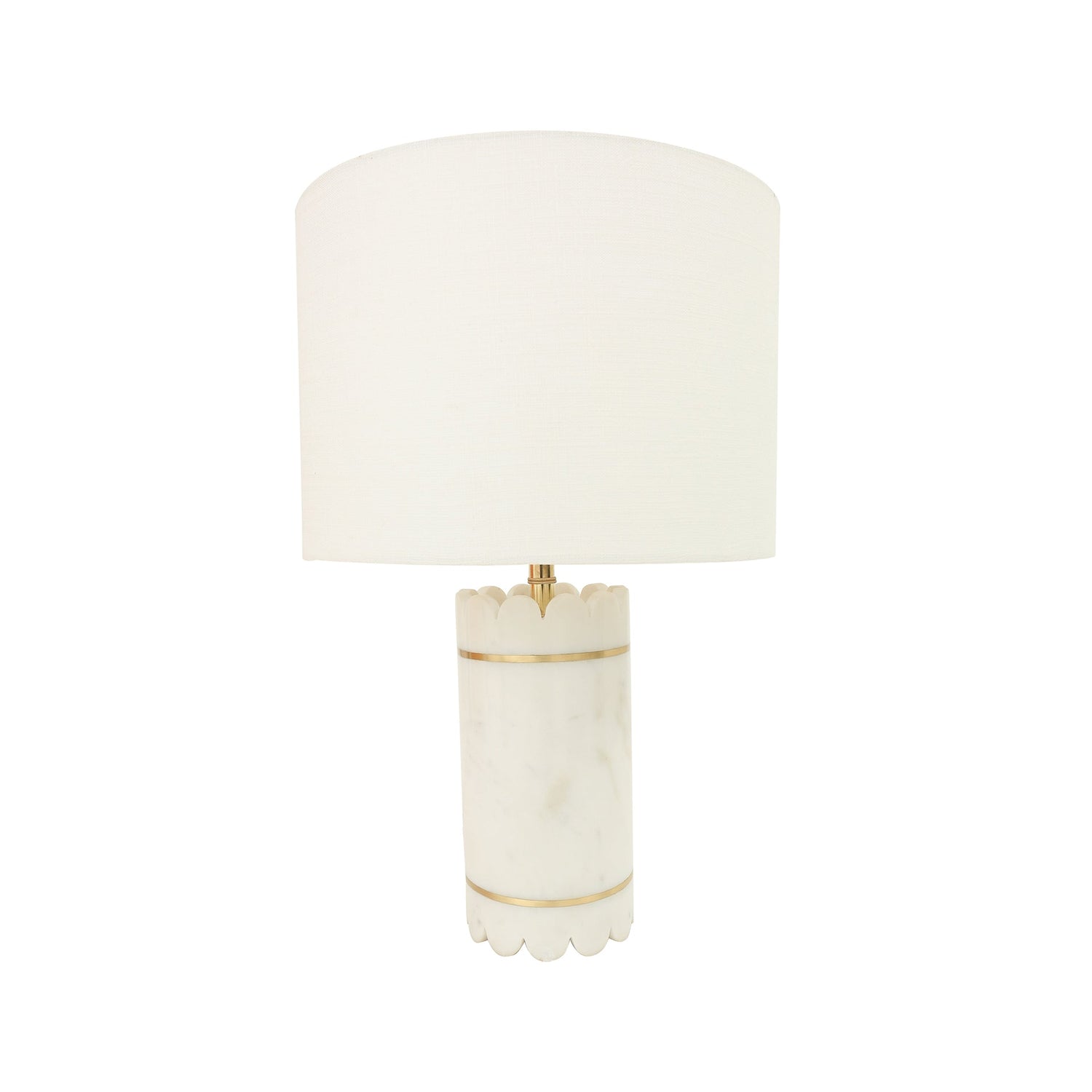 Marble Lamp Brass Inlay W/Shade