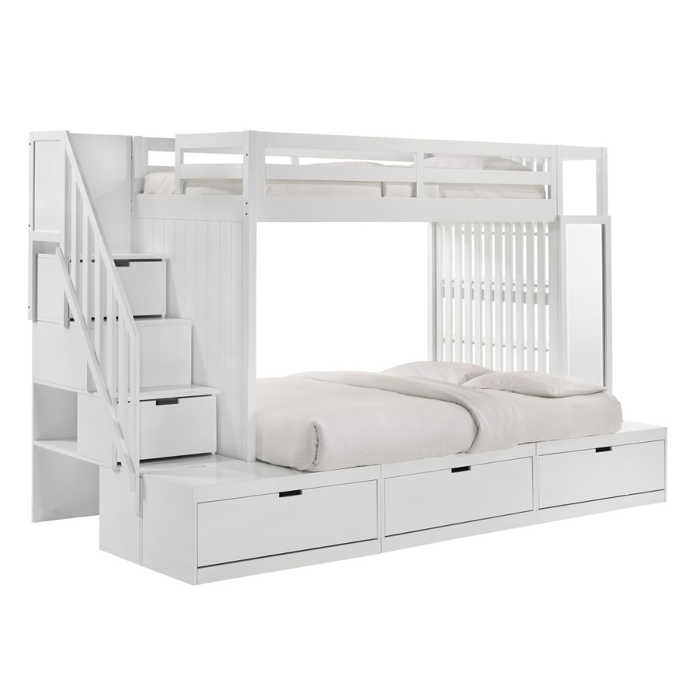 Brian Twin Over Full Bunk Bed W/Three Storage Drawers In White (6630958334048)