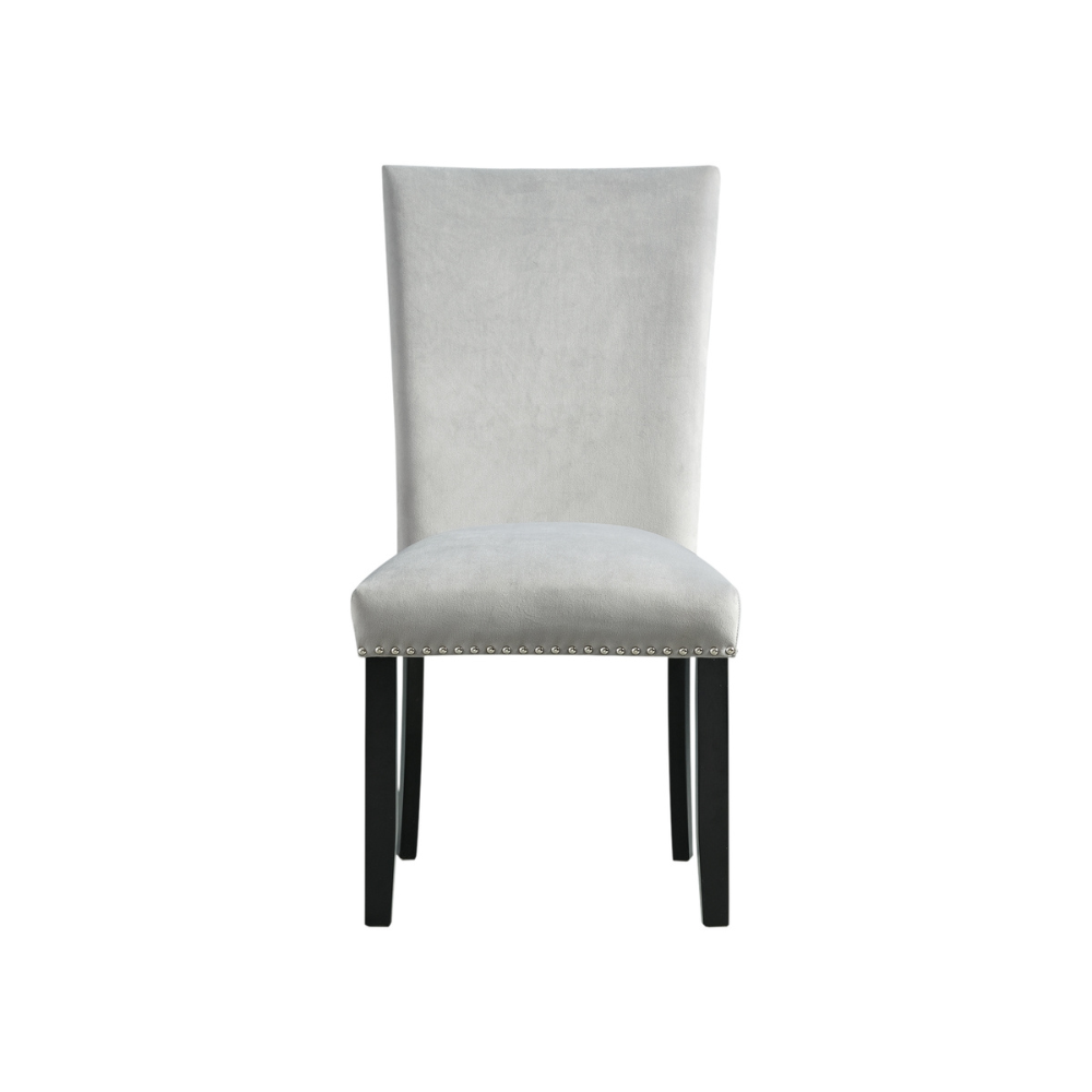 Francesca Rectangular Dining Grey Velvet Side Chair W/ Nailhead Trim (8785026384193)