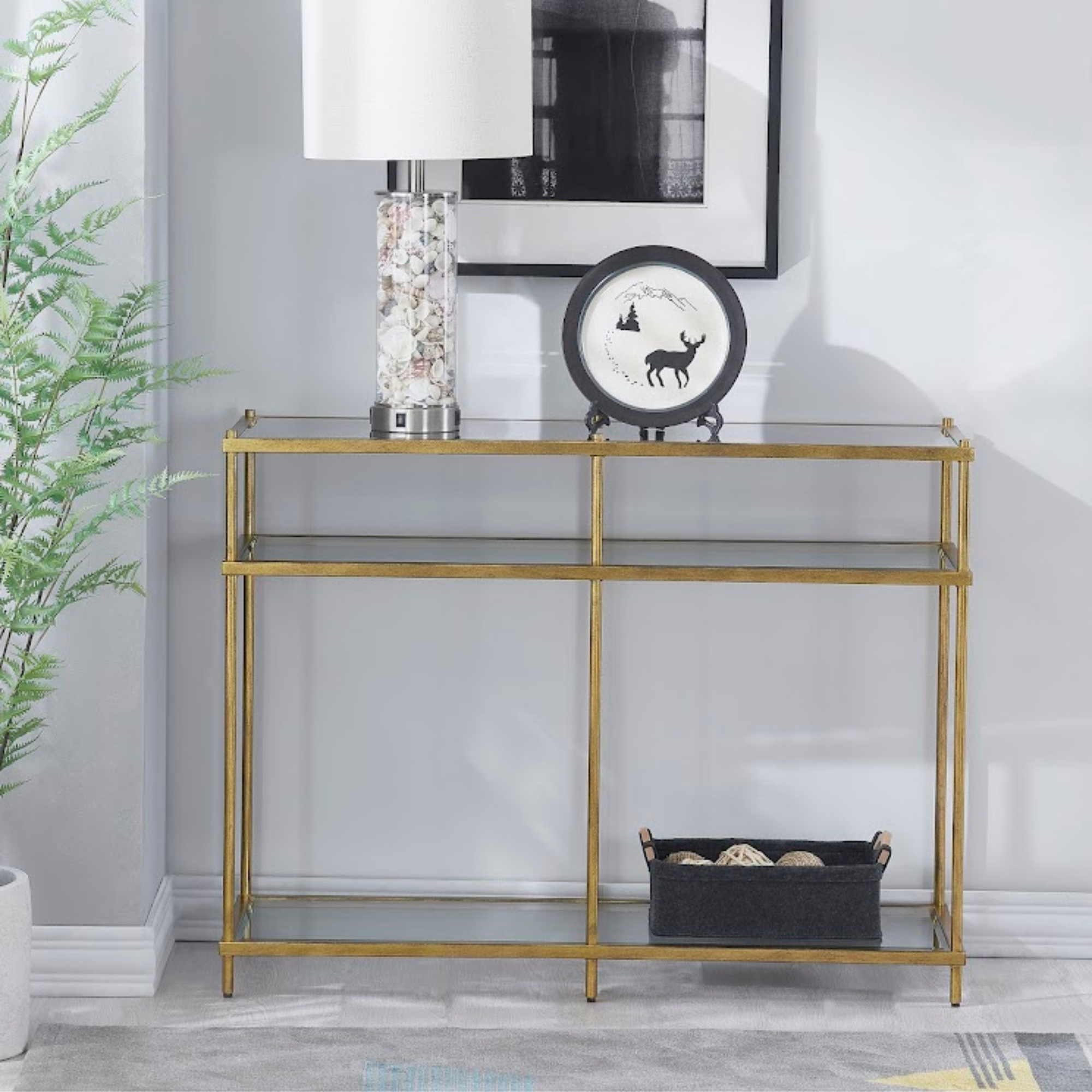 Gold Foil finish Console TABLE (8785185636673)