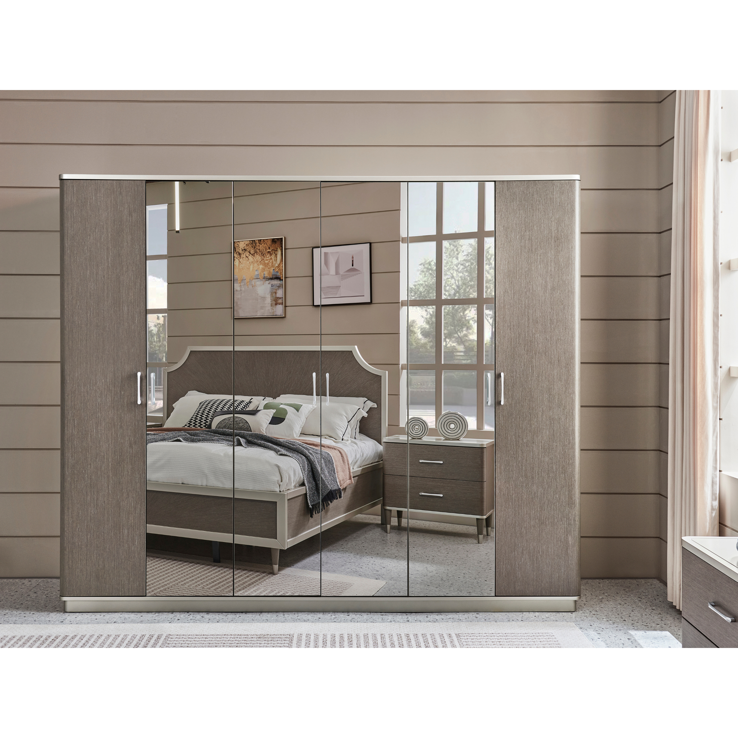 Berlin Gray King Bedroom Set With Two Free Gift GLASS TABLE LAMP