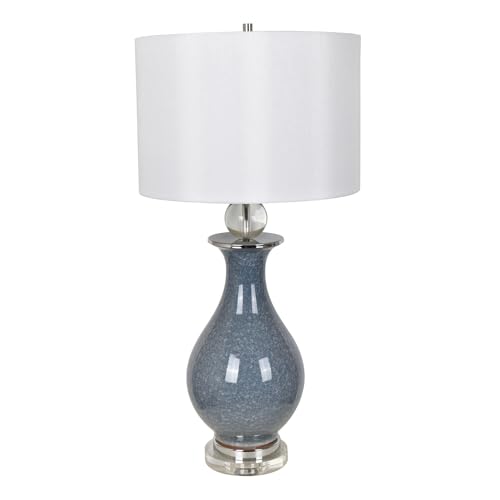 Jarvis Table Lamp  28&quot;Ht.,Ceramic&amp;Crystal  Blue Crackle Fini