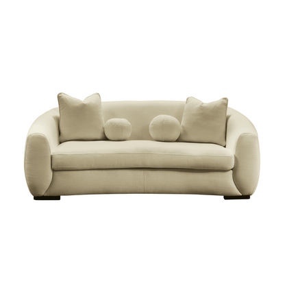 Boucle beige leather sofa