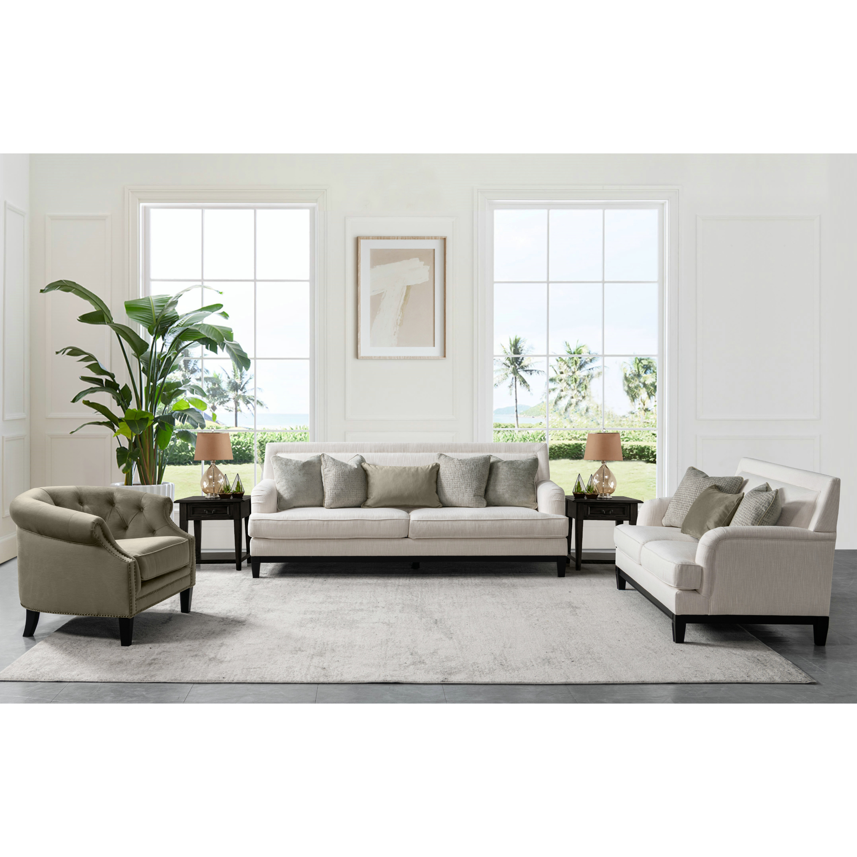 Romanian Key Beige Loveseat (147cm)