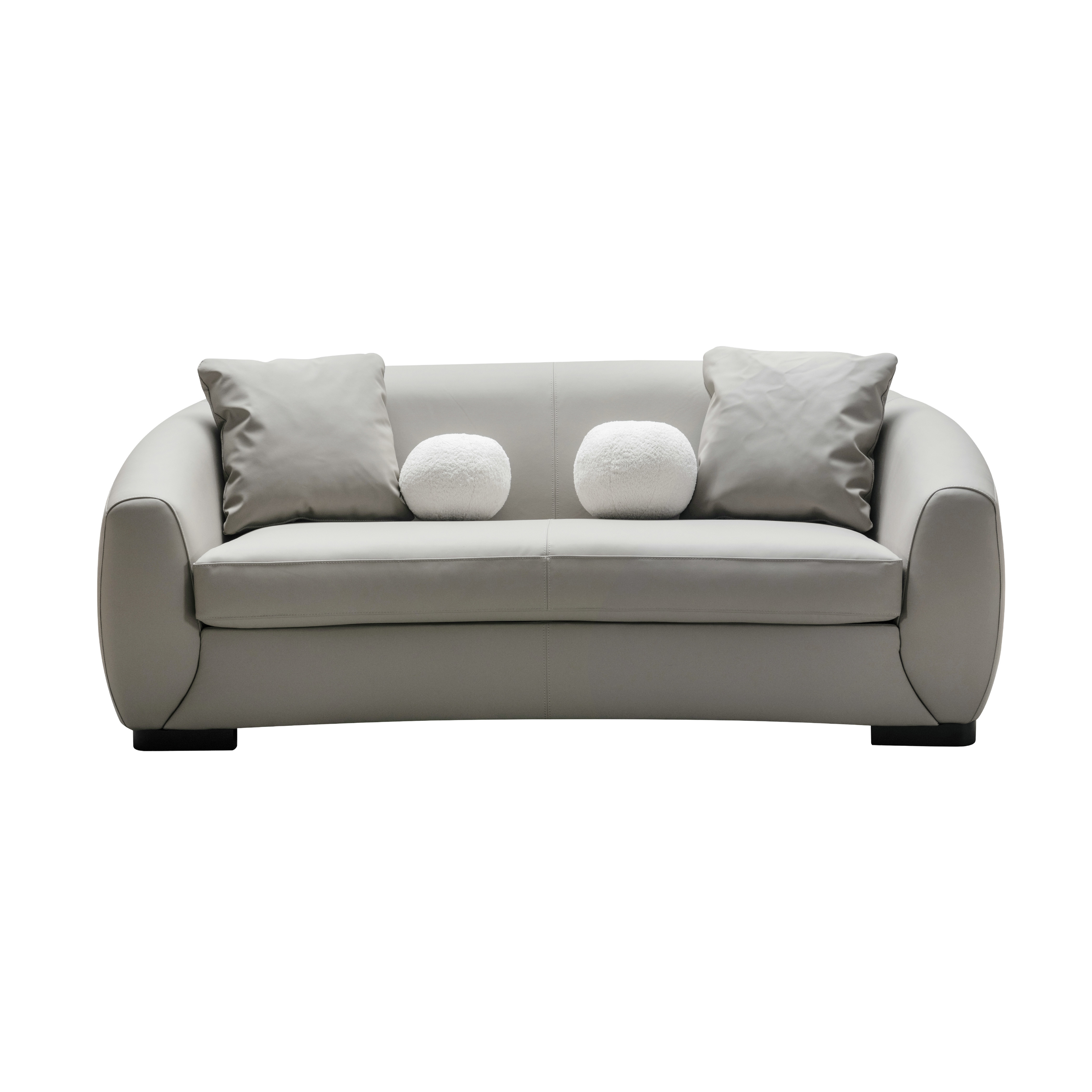 Boucle beige leather loveseat