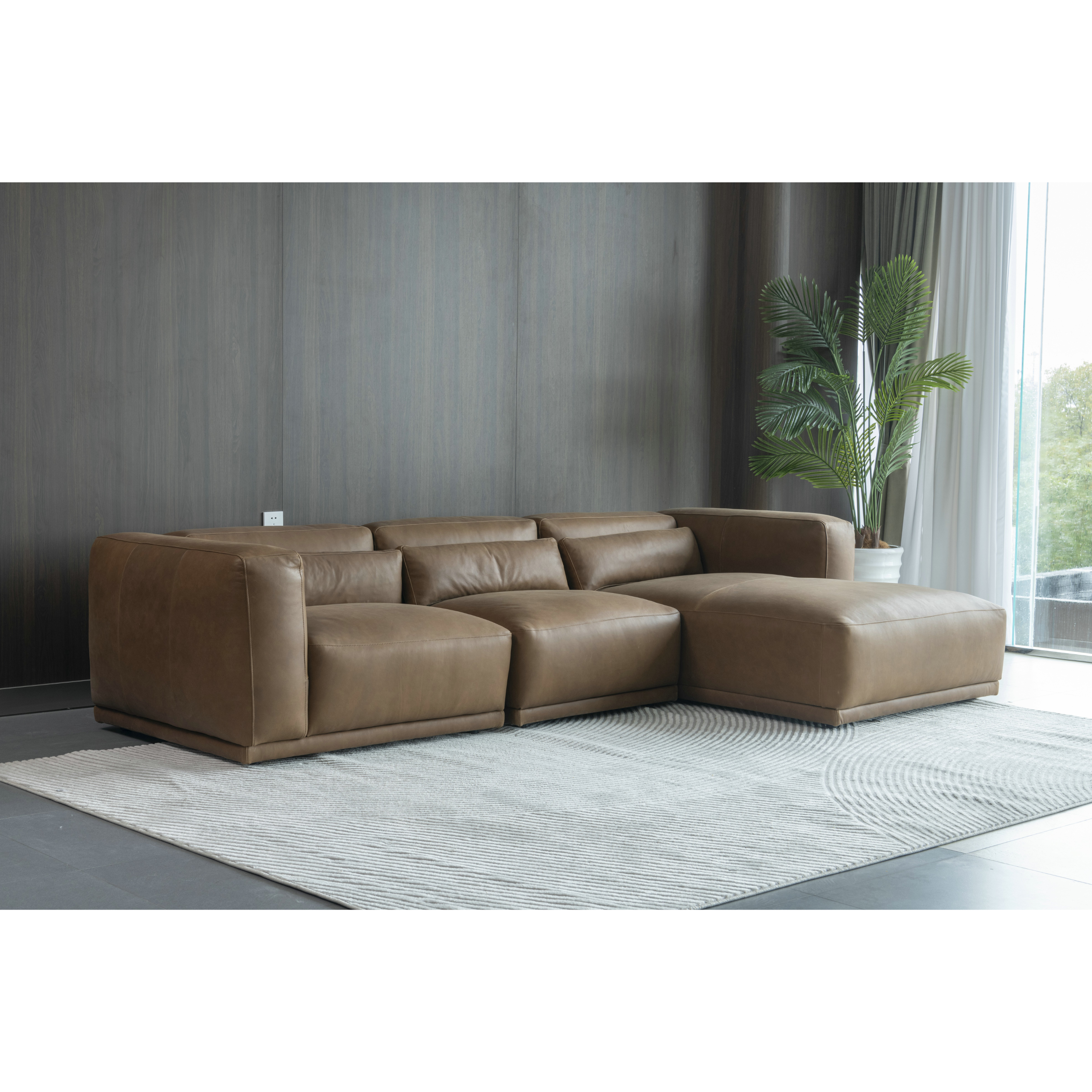 Sleek Serenity Caramel Sectional W304