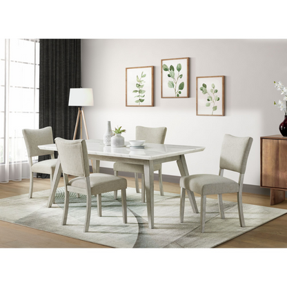 Bette Dining Table W/White Marble Top In White E