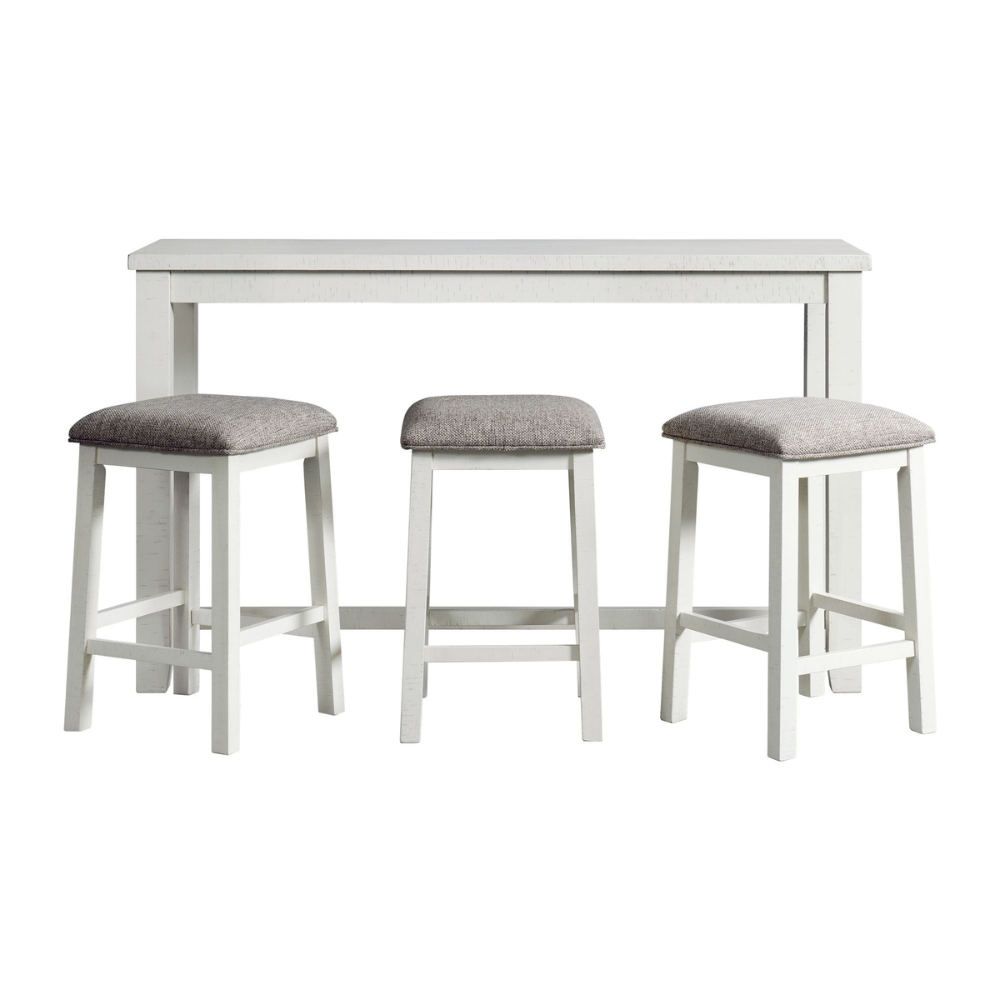 Stone Occasional Bar Table Single Pack In White (Table + Three Stools) (8785085366593)