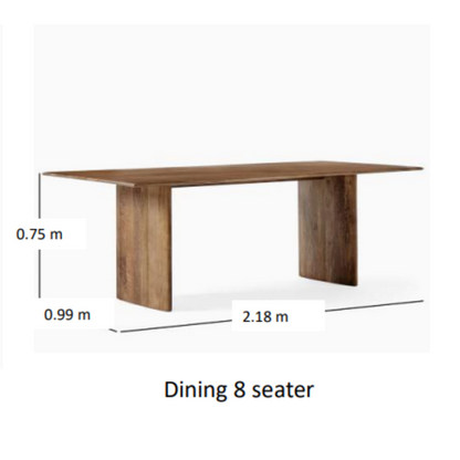 Milav DINING TABLE  LONG Wood Top