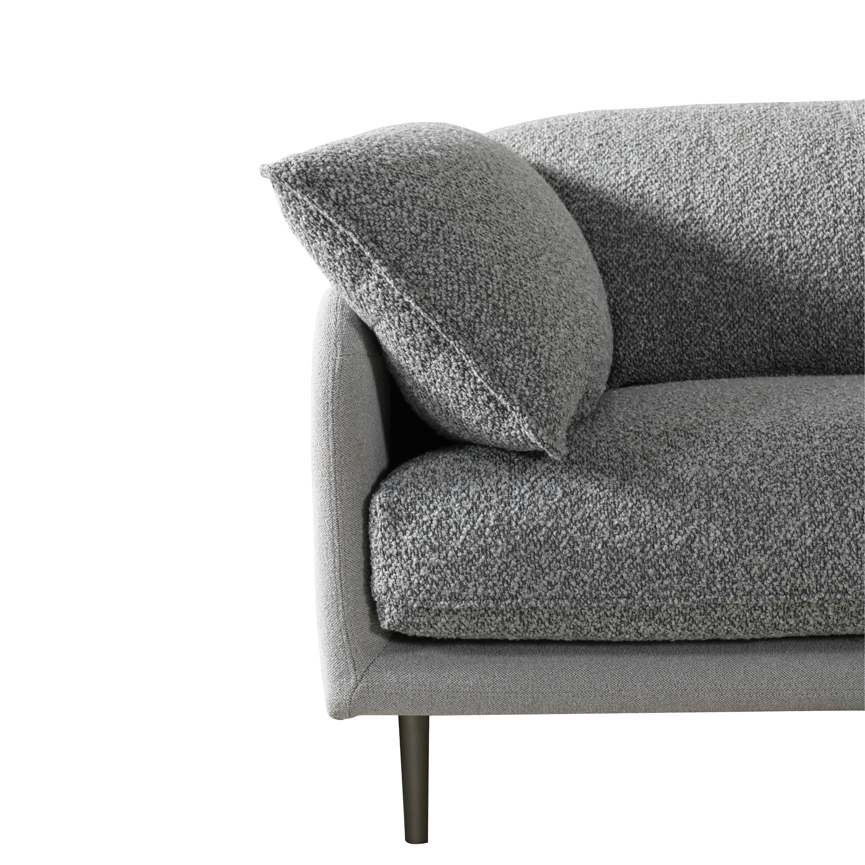 Ahad Grey Boucle 4 Seater Sofa